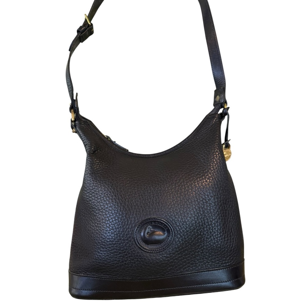 Elegant Vintage DOONEY & BOURKE PEBBLED Black Leather Shoulder Bag